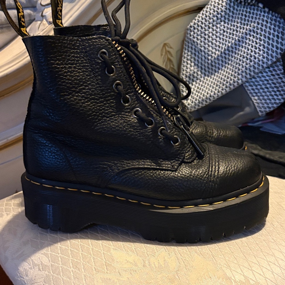 Dr. Martens Textured Black Platform Boots